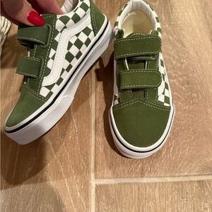Green Checkered Kids Shoes